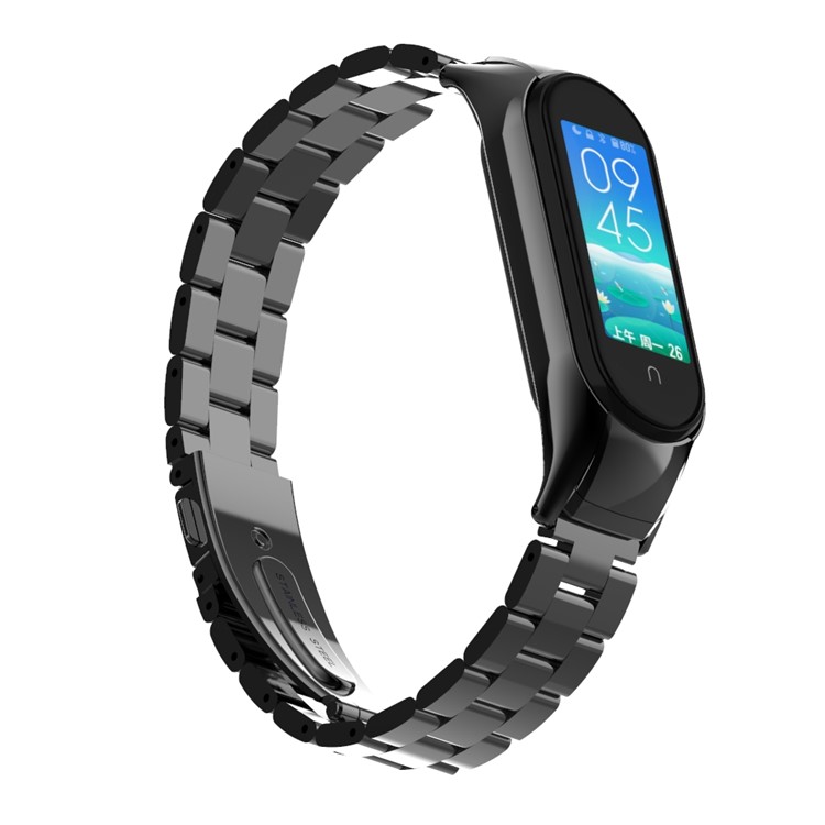 Three Beads Stainless Steel Watch Strap Replacement Band for Xiaomi Mi Band 5 - Black-6