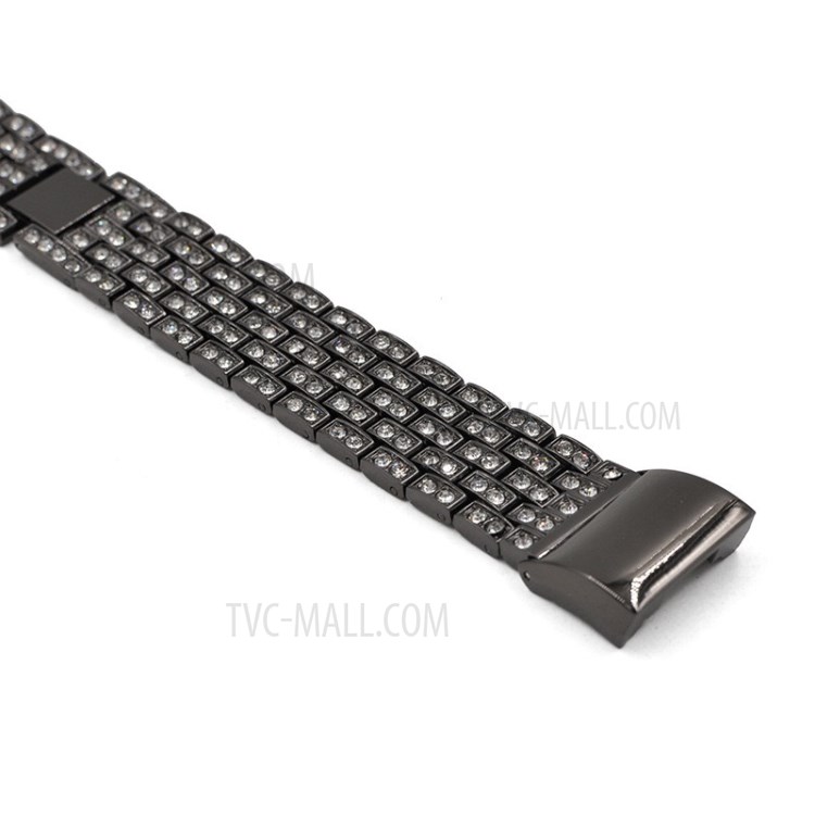 Metal Rhinestone Decor Watch Band for Fitbit Charge 2 - Black-5