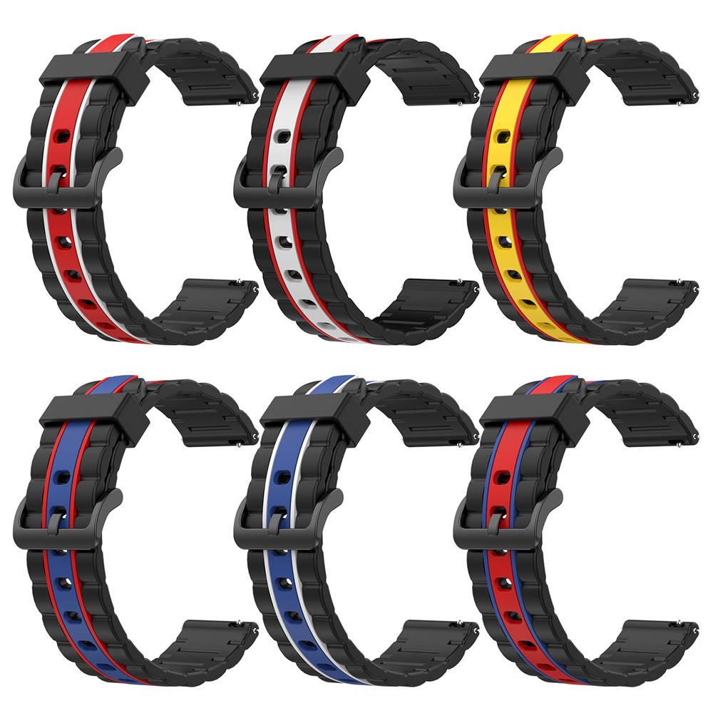 Wavy Square Textured Silicone Watch Band Strap for Fitbit Versa/2/Lite - Black/Red/Yellow-8