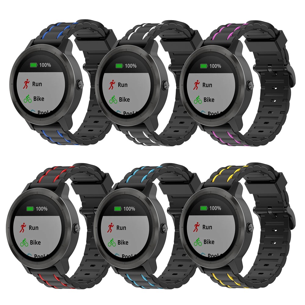 Wavy Textured Silicone Watch Strap Band for Garmin Vivoactive3/Forerunner245/645 - Red-8
