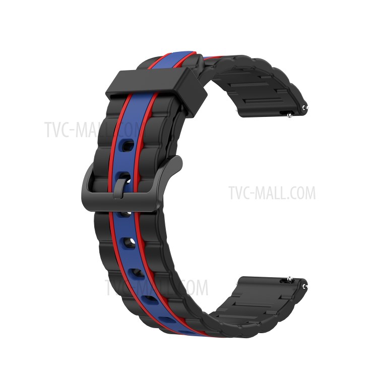 Wavy Square Textured Silicone Watch Strap Band for Garmin Vivoactive3/Forerunner245/645 - Black/Red/Blue-1