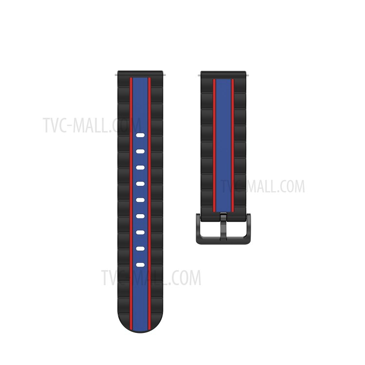 Wavy Square Textured Silicone Watch Strap Band for Garmin Vivoactive3/Forerunner245/645 - Black/Red/Blue-2