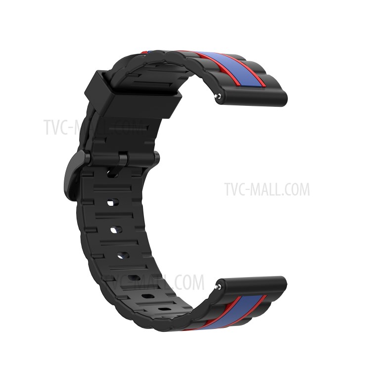 Wavy Square Textured Silicone Watch Strap Band for Garmin Vivoactive3/Forerunner245/645 - Black/Red/Blue-4