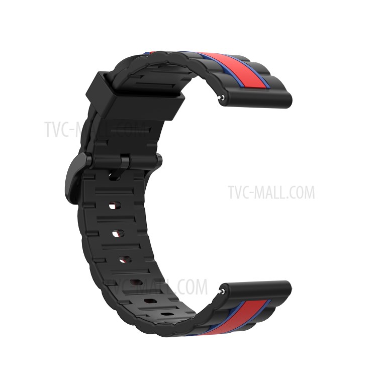 Wavy Square Textured Silicone Watch Strap Band for Garmin Vivoactive3/Forerunner245/645 - Black/Blue/Red-4