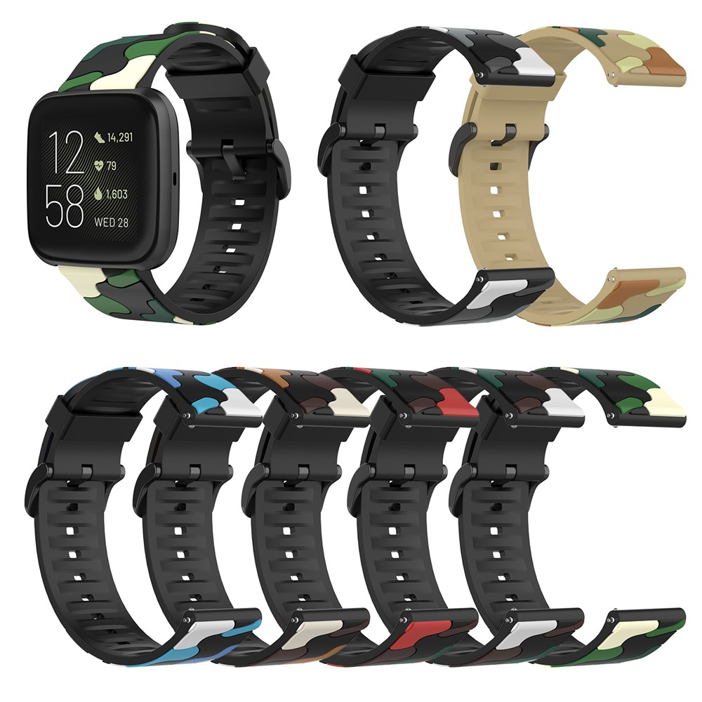 Camouflage Skin Silicone Watch Band for Fitbit Versa 2/Versa Lite - Black-7