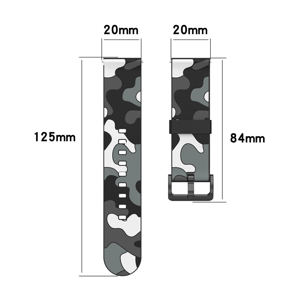 Banda de Relógio de Silicone de Camuflagem de 20 mm Para Samsung Galaxy Active 2/Active R500/Watch 42mm/Gear S2 Classic - Luz Verde