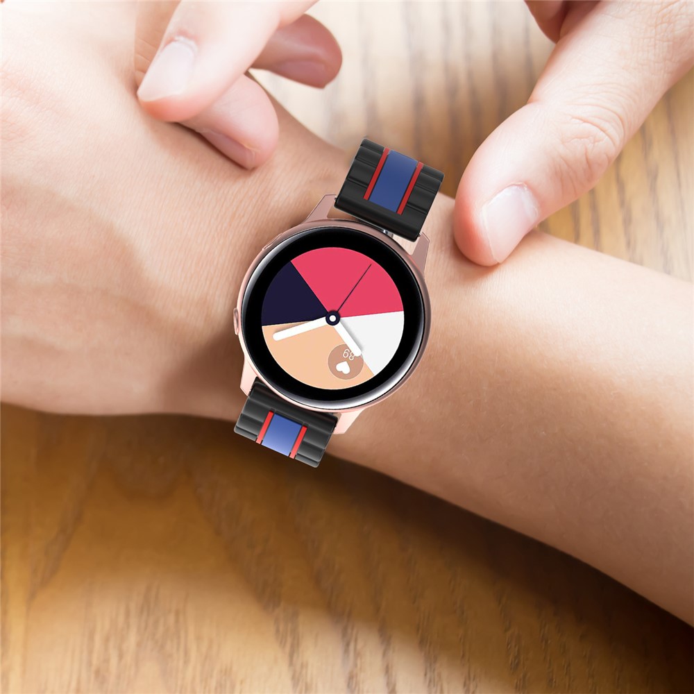 Wavy Square Textured Silicone Watch Replace Strap 20mm for Samsung Galaxy Active R500/Active2/Watch 42mm/S2 Classic - Black/Red/Blue-11