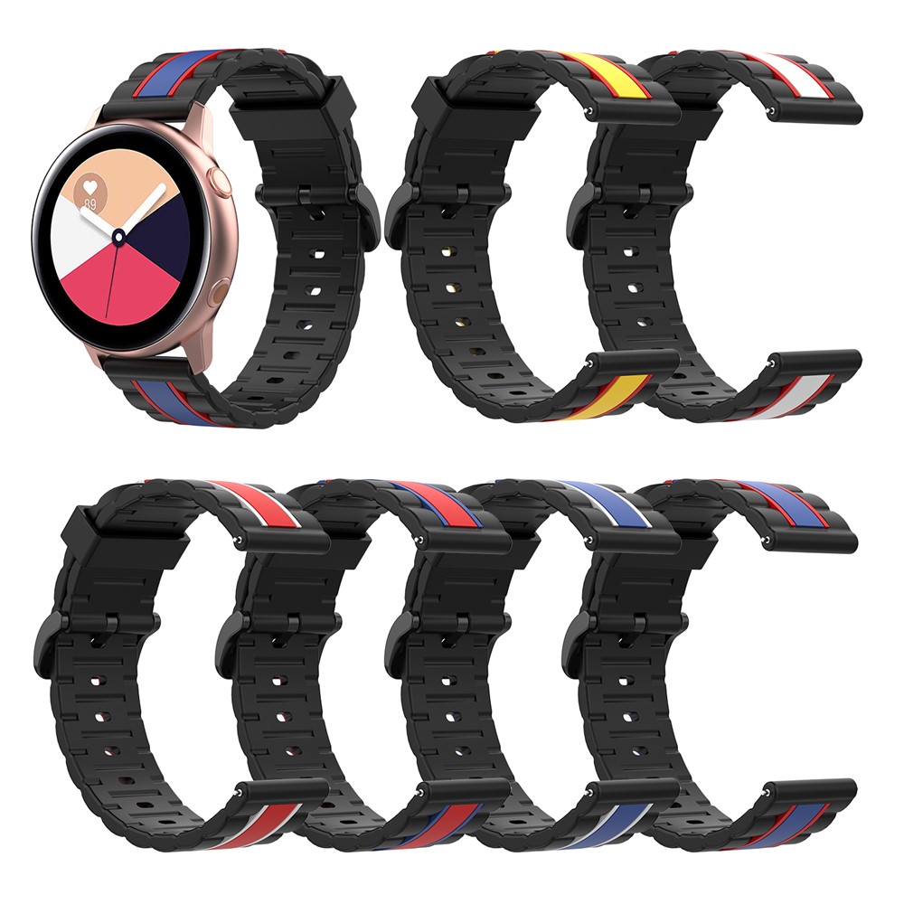Wavy Square Textured Silicone Watch Replace Strap 20mm for Samsung Galaxy Active R500/Active2/Watch 42mm/S2 Classic - Black/Red/Blue-7