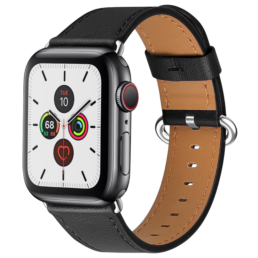 Genuine Leather Watch Strap for Apple Watch Series 6/SE/5/4 40mm / Series 3/2/1 Watch 38mm - Black-2