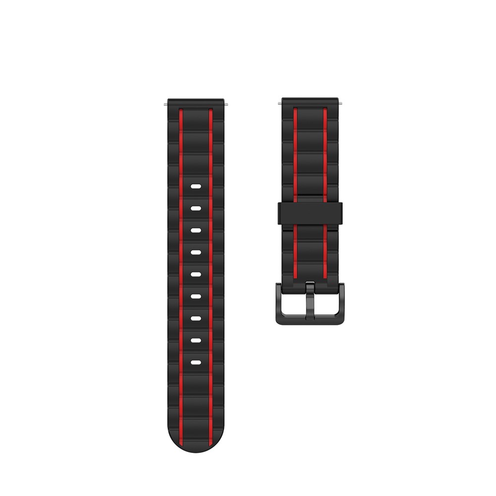 Correa de Reloj de Silicona de Bicina de Rayas Verticales de 22 mm Para Reloj Samsung Galaxy Watch 46 Mm/galaxy Watch 3 45 mm - Negro/rojo-2