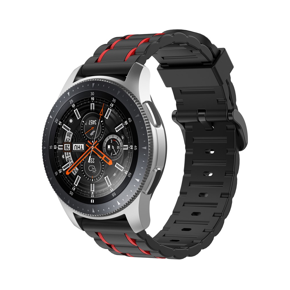 22mm Vertical Stripe Bi-color Silicone Watch Strap for Samsung Galaxy Watch 46mm/Galaxy Watch 3 45mm - Black/Red-3
