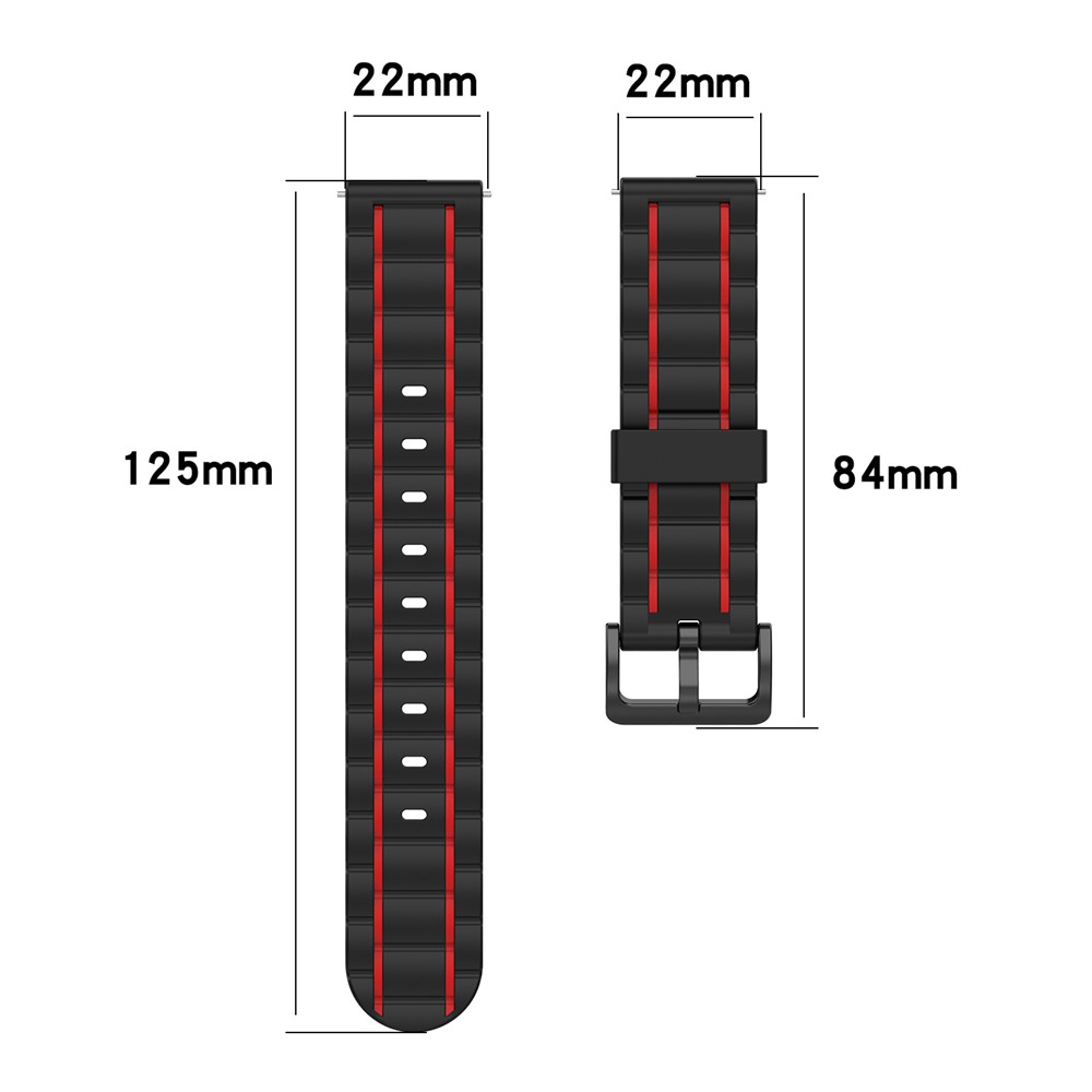 Correa de Reloj de Silicona de Bicina de Rayas Verticales de 22 mm Para Reloj Samsung Galaxy Watch 46 Mm/galaxy Watch 3 45 mm - Negro/rojo-5