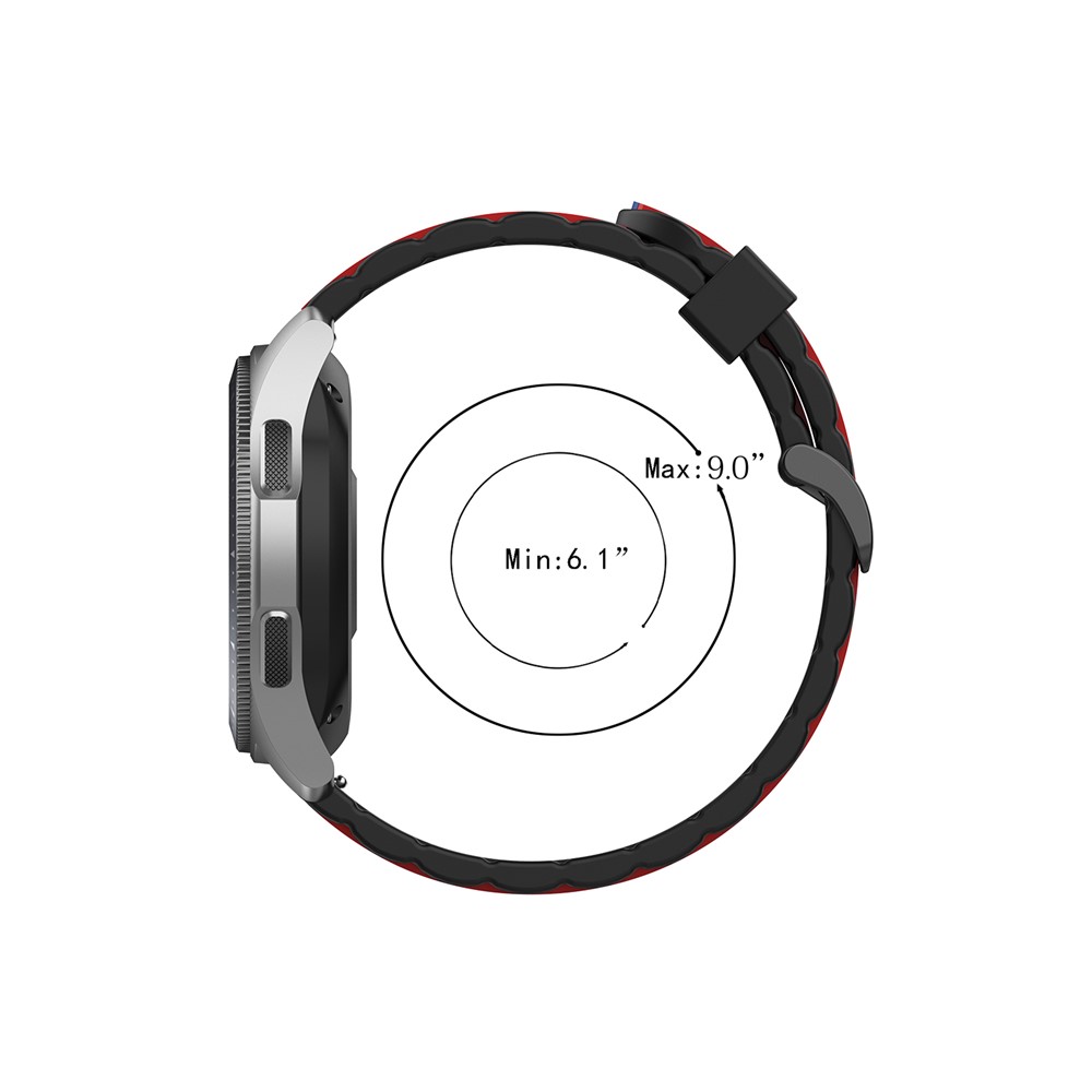 22mm Wave Rectangle Skin Silicone Watch Strap for Samsung Galaxy Watch 46mm/Watch 3 45mm - Black/Blue/Red-10