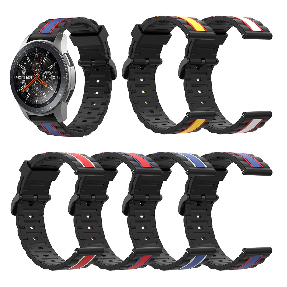 22mm Wave Rectangle Skin Silicone Watch Strap for Samsung Galaxy Watch 46mm/Watch 3 45mm - Black/Blue/Red-11