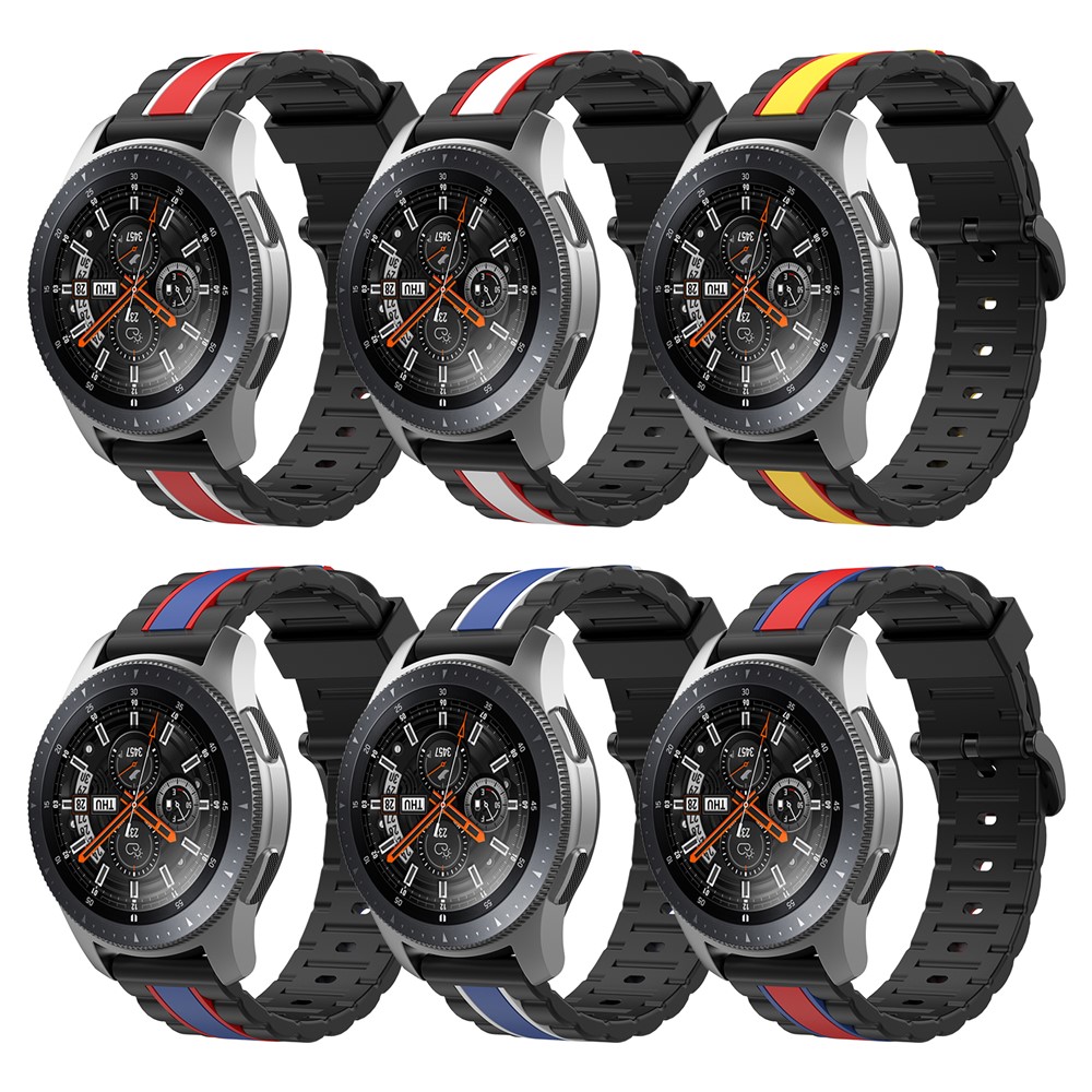 22mm Wave Rectangle Skin Silicone Watch Strap for Samsung Galaxy Watch 46mm/Watch 3 45mm - Black/Blue/Red-5