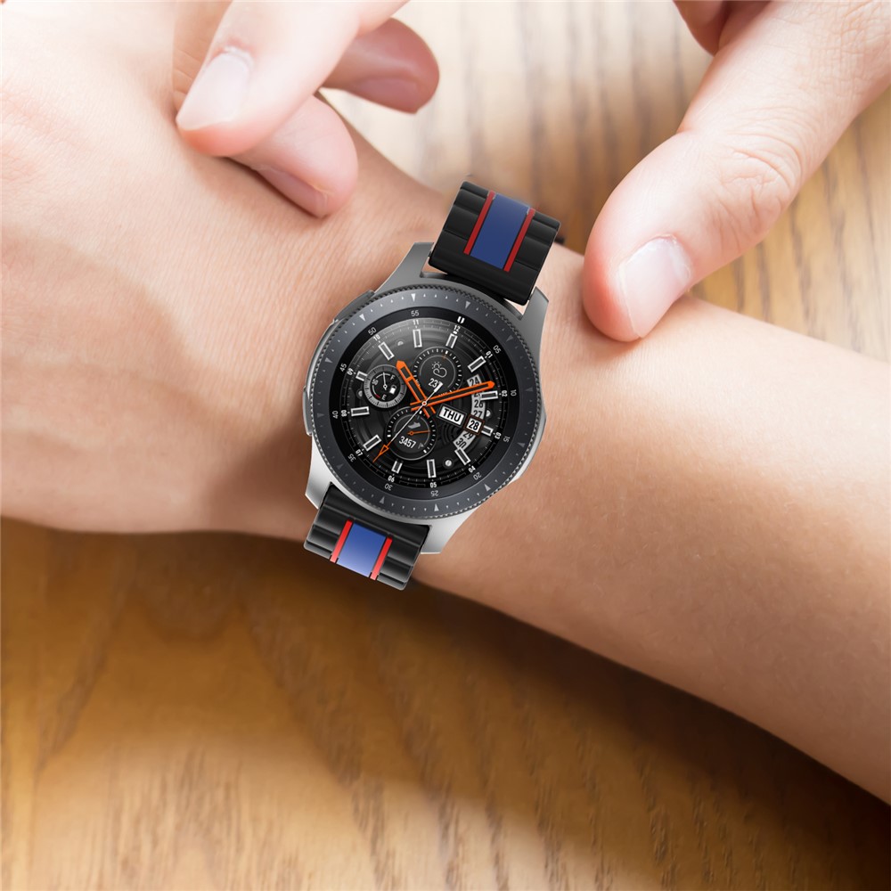22mm Wave Rectangle Skin Silicone Watch Strap for Samsung Galaxy Watch 46mm/Watch 3 45mm - Black/Blue/Red-8