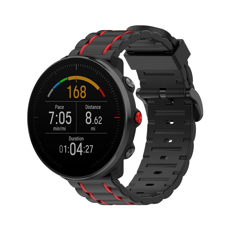 Wave Shape Silicone Multi-hole Silicone Smart Watch Strap for POLAR Grit X/POLAR Vantage M/Ticwatch Pro/Ticwatch Pro 2020/Ticwatch GTX/Huawei Watch GT 2e - Red-3