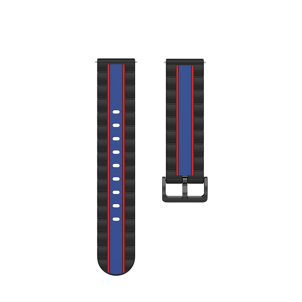 22mm Wave Square Skin Silicone Watch Band for POLAR Grit X/Vantage M - Black/Blue/Red-2