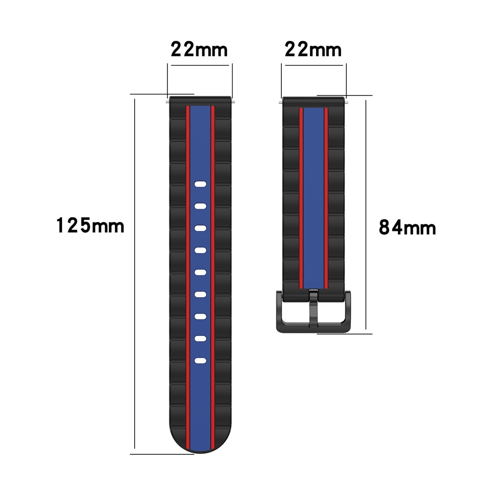 22mm Wellenquadrathaut Silicon Uhrenband Für Polares Grit X/Vantage M - Schwarz/blau/rot-6