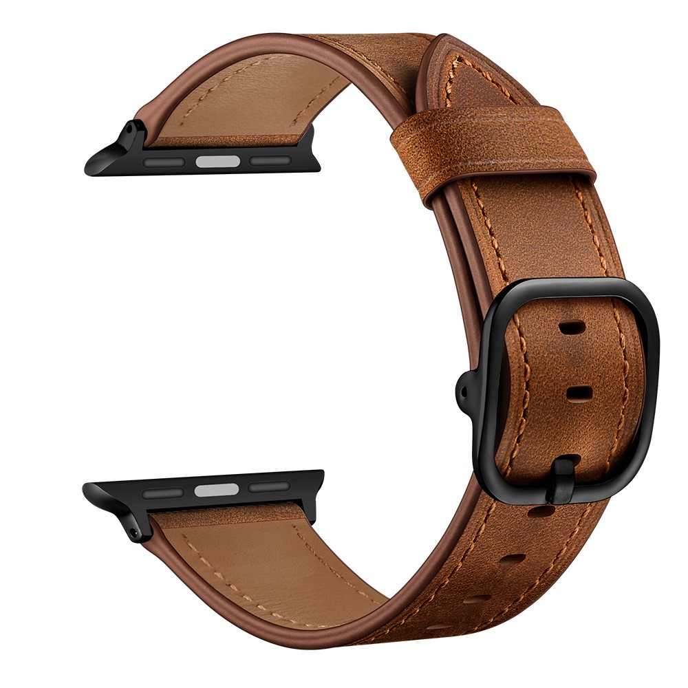 Genuine Leather DS Style Watch Band for Apple Watch Series 5/4 40mm / Series 3/2/1 38mm - Coffee-1