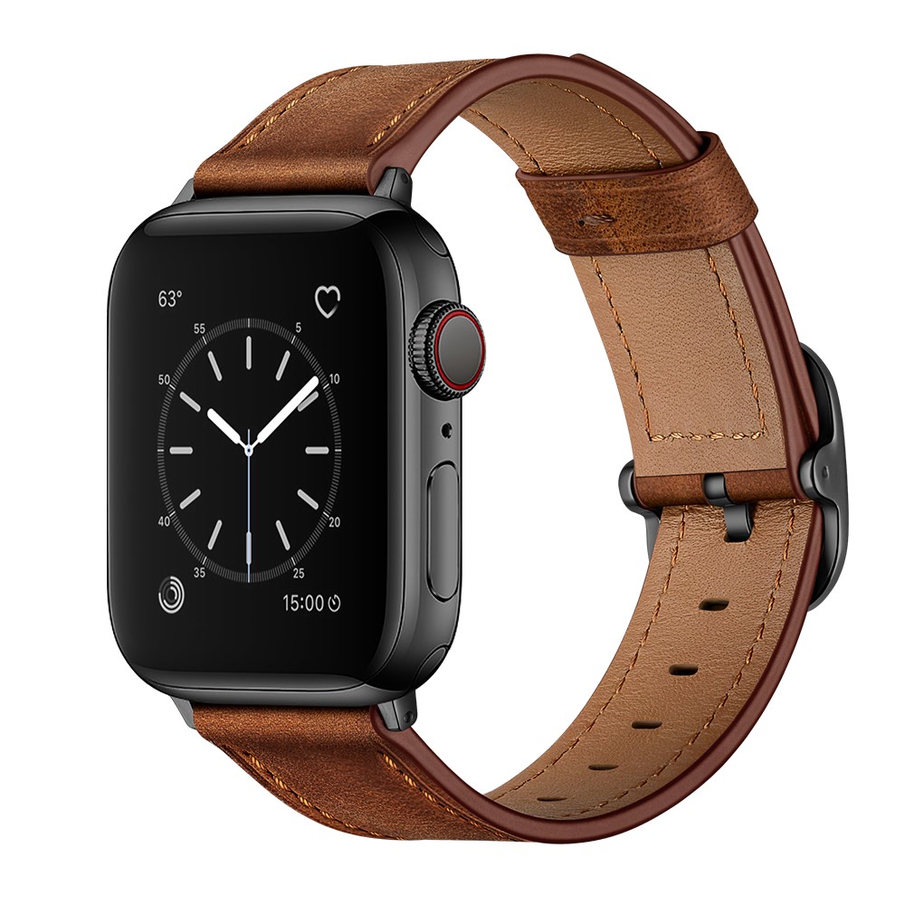 Genuine Leather DS Style Watch Band for Apple Watch Series 5/4 40mm / Series 3/2/1 38mm - Coffee-2