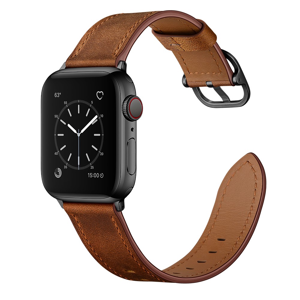 Genuine Leather DS Style Watch Band for Apple Watch Series 5/4 40mm / Series 3/2/1 38mm - Coffee-3