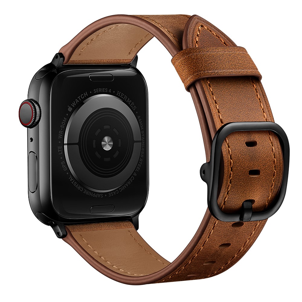 Genuine Leather DS Style Watch Band for Apple Watch Series 5/4 40mm / Series 3/2/1 38mm - Coffee-4