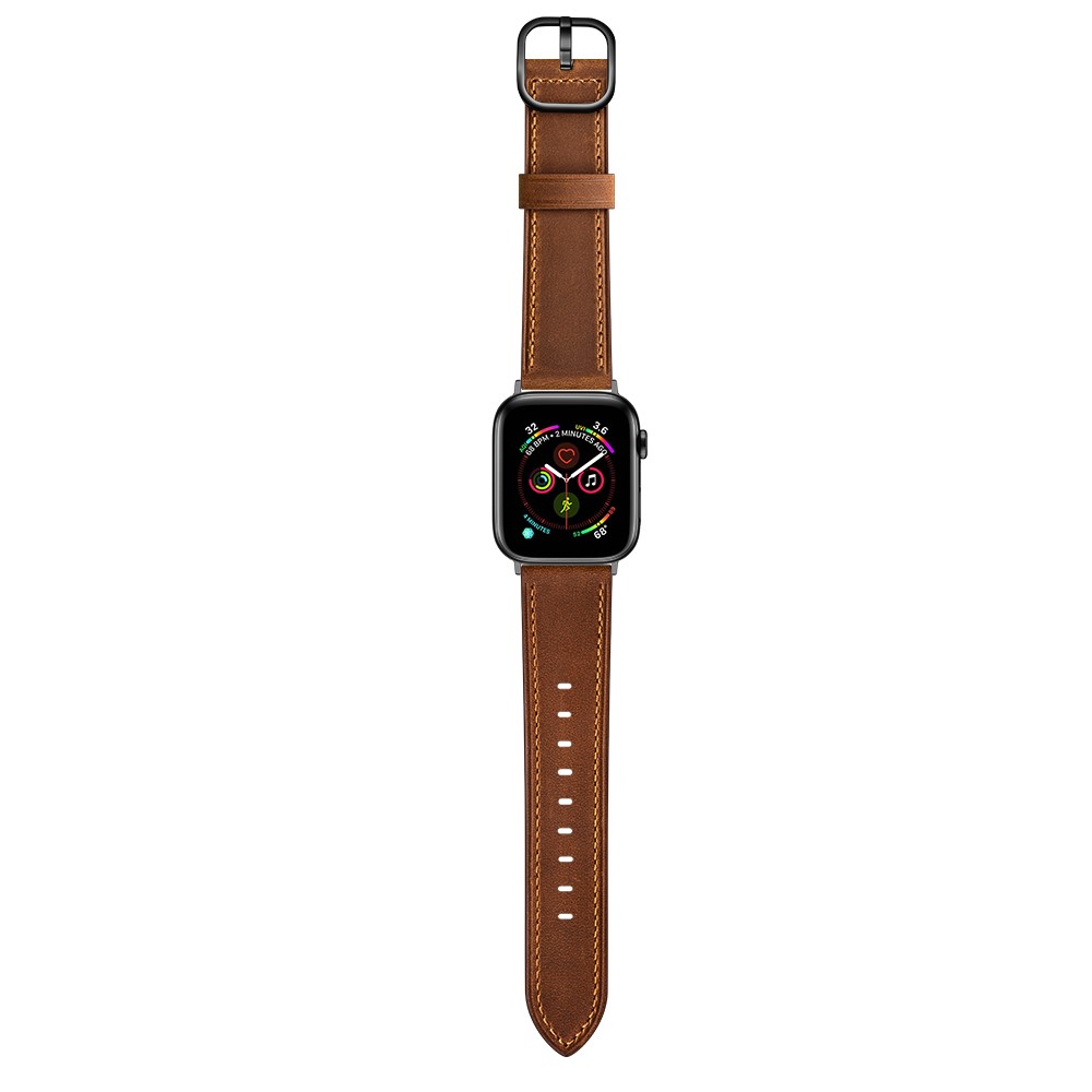 Genuine Leather DS Style Watch Band for Apple Watch Series 5/4 40mm / Series 3/2/1 38mm - Coffee-5