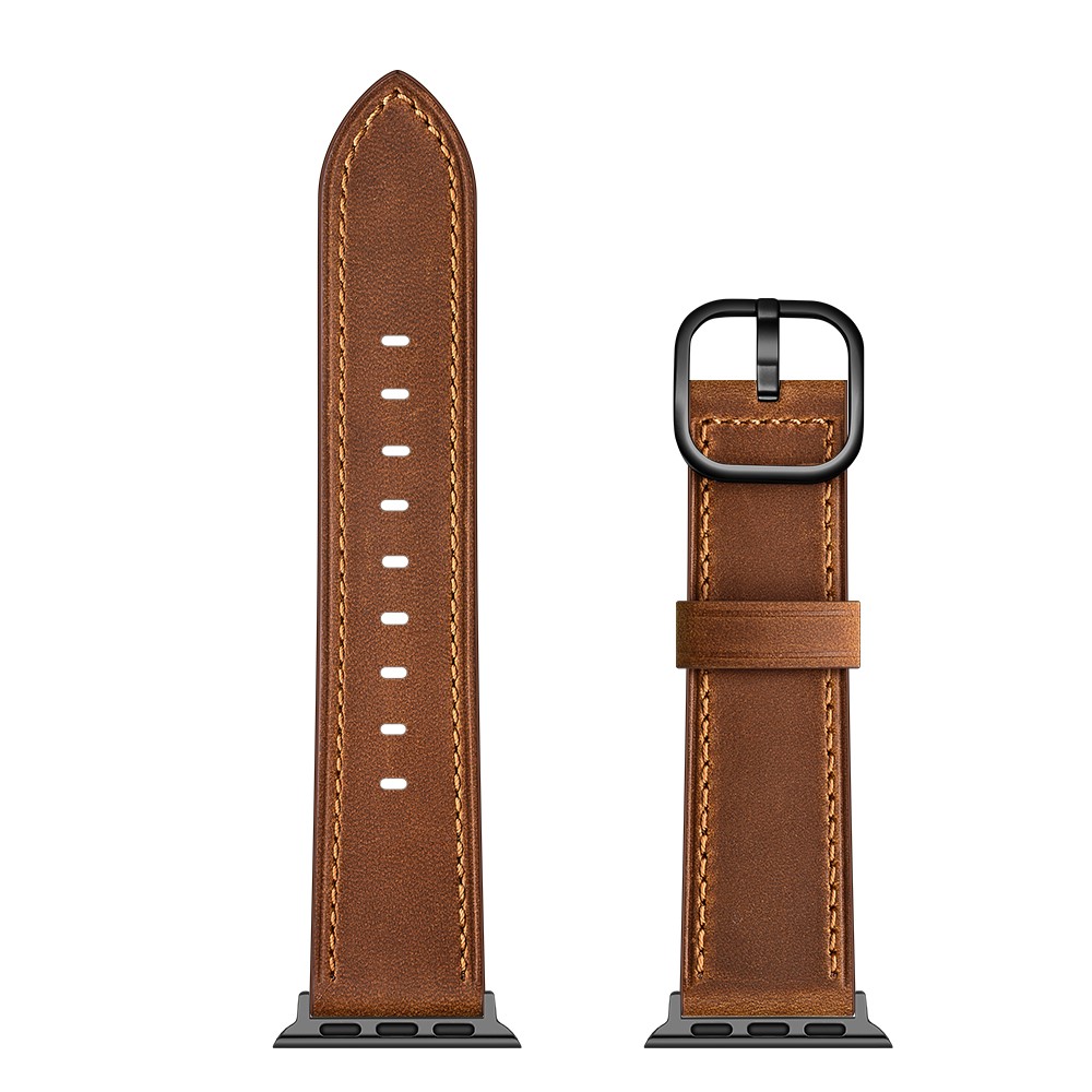 Genuine Leather DS Style Watch Band for Apple Watch Series 5/4 40mm / Series 3/2/1 38mm - Coffee-6