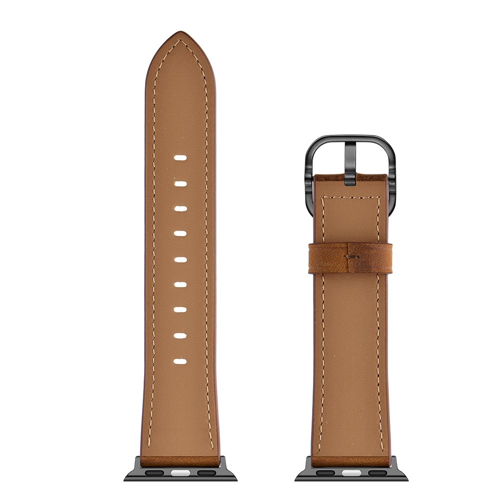 Genuine Leather DS Style Watch Band for Apple Watch Series 5/4 40mm / Series 3/2/1 38mm - Coffee-7