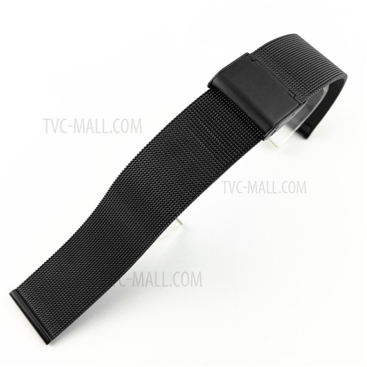 12mm Milanese Stainless Steel Thin Net Watch Band - Black-2