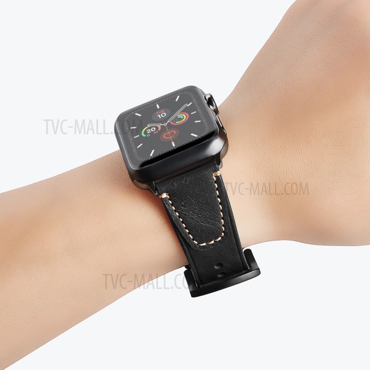 Echter Leder Nagel-Uhrenarmband Schwanz Stil Für Apfel Uhrenserie 5/4 40mm, Serie 3/2/1 38mm - Schwarz-3
