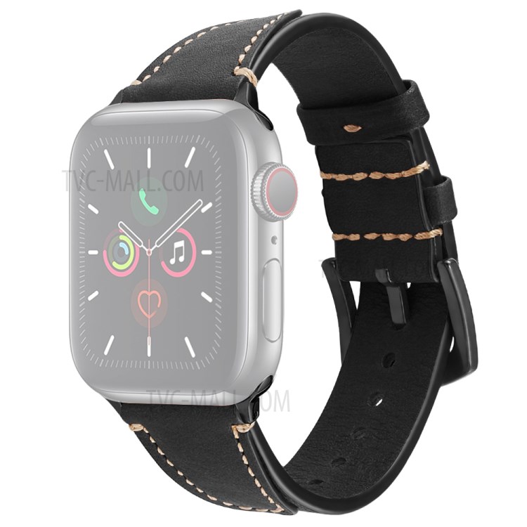 Nagel Schwanz Stil Aus Echtem Leder-Uhrenarmband Für Apple Uhrenserie 5/4 44mm, Serie 3/2/1 42mm - Schwarz-1