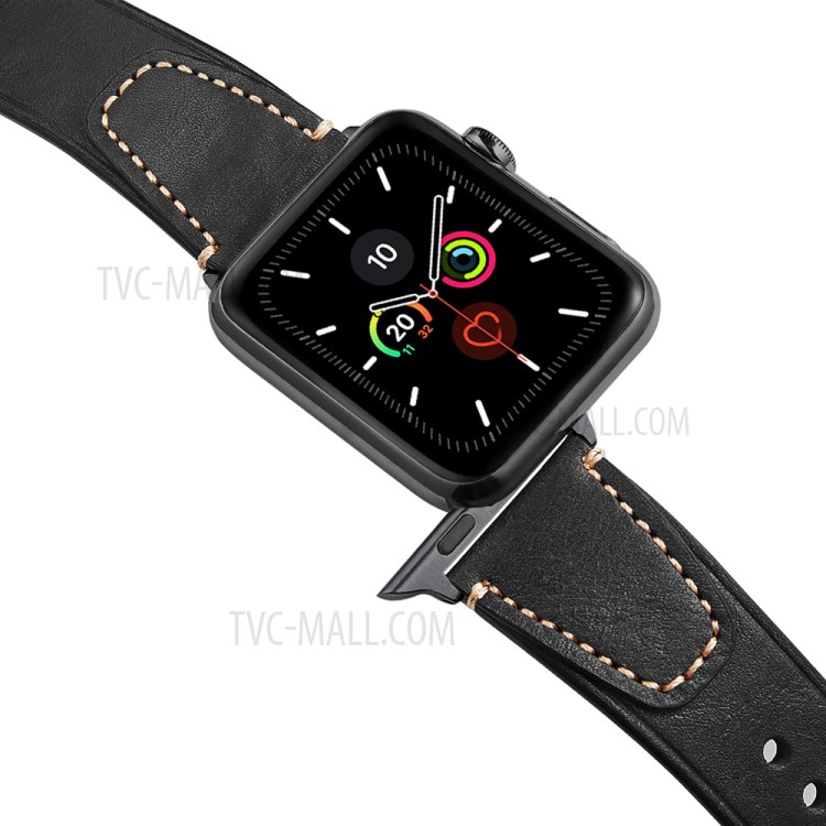Nagel Schwanz Stil Aus Echtem Leder-Uhrenarmband Für Apple Uhrenserie 5/4 44mm, Serie 3/2/1 42mm - Schwarz-6