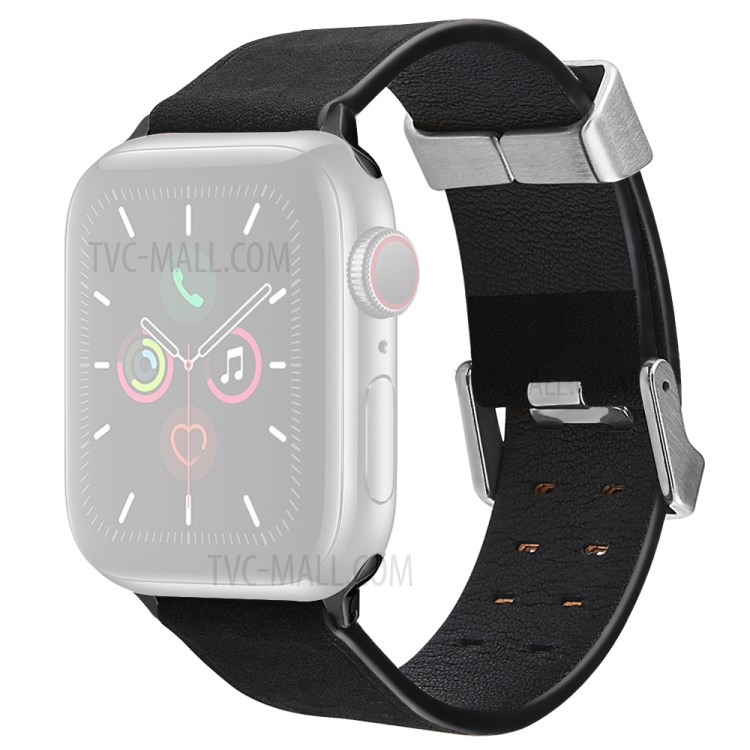 Doppelreihen Tasten Echter Leder-Uhrenarmband Für Apple Uhrenserie 5/4 40mm, Serie 3/2/1 38mm - Schwarz-1
