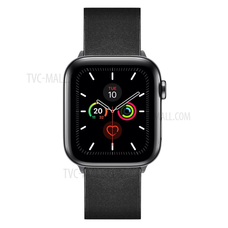 Doppelreihen Tasten Echter Leder-Uhrenarmband Für Apple Uhrenserie 5/4 40mm, Serie 3/2/1 38mm - Schwarz-2