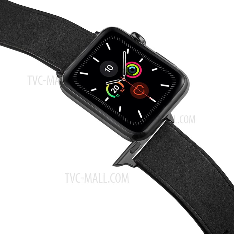Doppelreihen Tasten Echter Leder-Uhrenarmband Für Apple Uhrenserie 5/4 40mm, Serie 3/2/1 38mm - Schwarz-3
