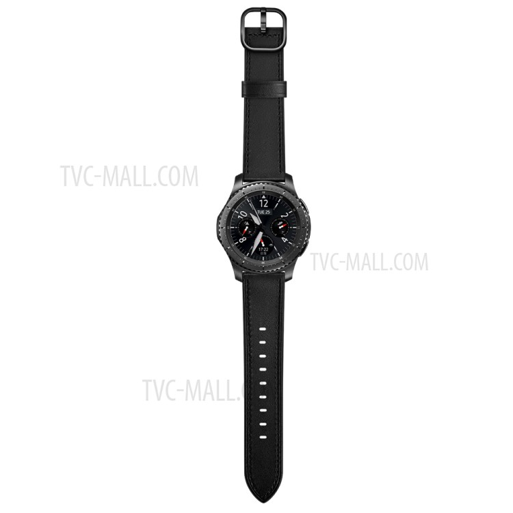 Cowhide Leather Watch Band (DS Style) for Samsung Galaxy Gear S3/Ticwatch/Huami Watch Moto 360 - Black-4