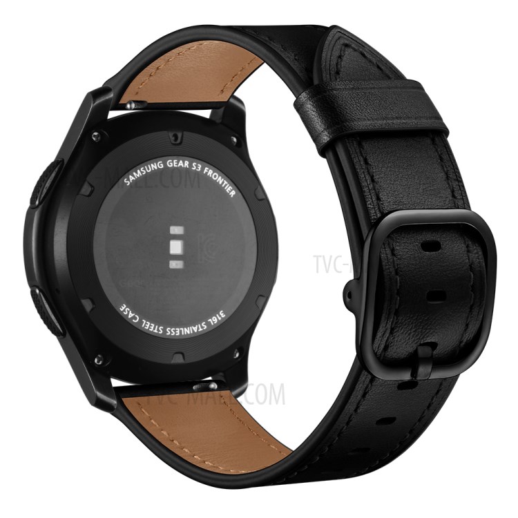 Cowhide Leather Watch Band (DS Style) for Samsung Galaxy Gear S3/Ticwatch/Huami Watch Moto 360 - Black-5
