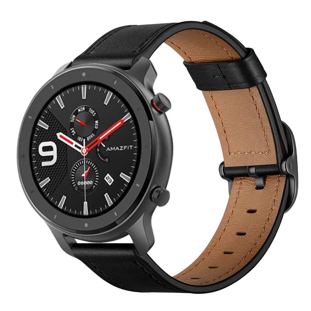 47mm Cowhide Leather Watch Band (DS Style) for Huami Amazfit GTR - Black-2