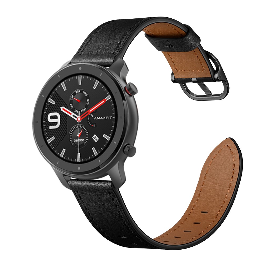 47mm Cowhide Leather Watch Band (DS Style) for Huami Amazfit GTR - Black-3