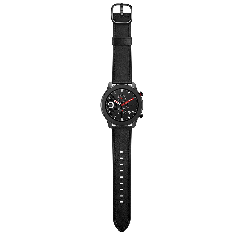 47mm Cowhide Leather Watch Band (DS Style) for Huami Amazfit GTR - Black-4