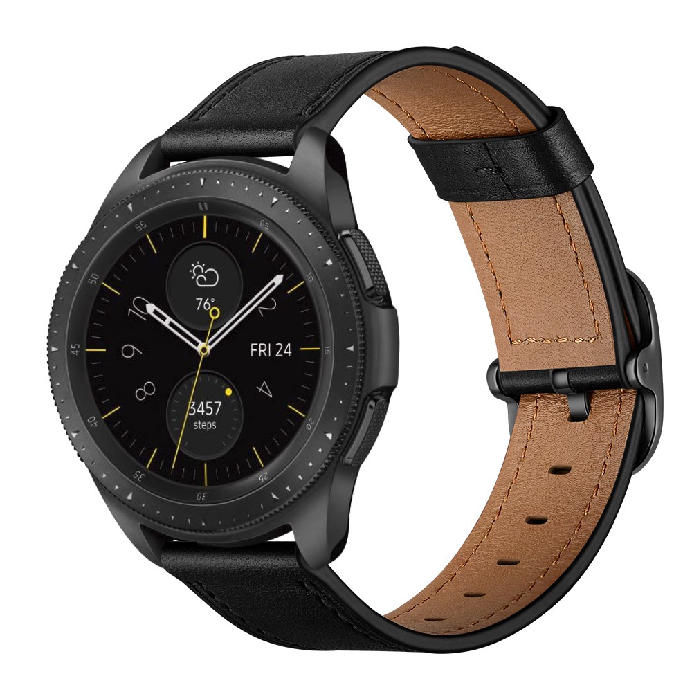 Cowhide Leather (DS Style) Watch Strap for Samsung Galaxy Watch 3 45/46mm - Black-2