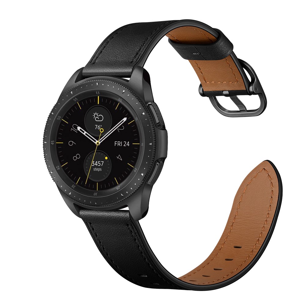 Cowhide Leather (DS Style) Watch Strap for Samsung Galaxy Watch 3 45/46mm - Black-3