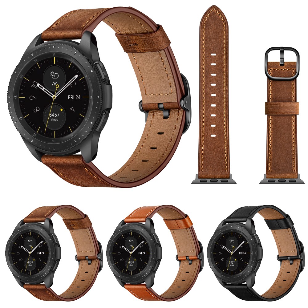 Cowhide Leather (DS Style) Watch Strap for Samsung Galaxy Watch 3 45/46mm - Black-8