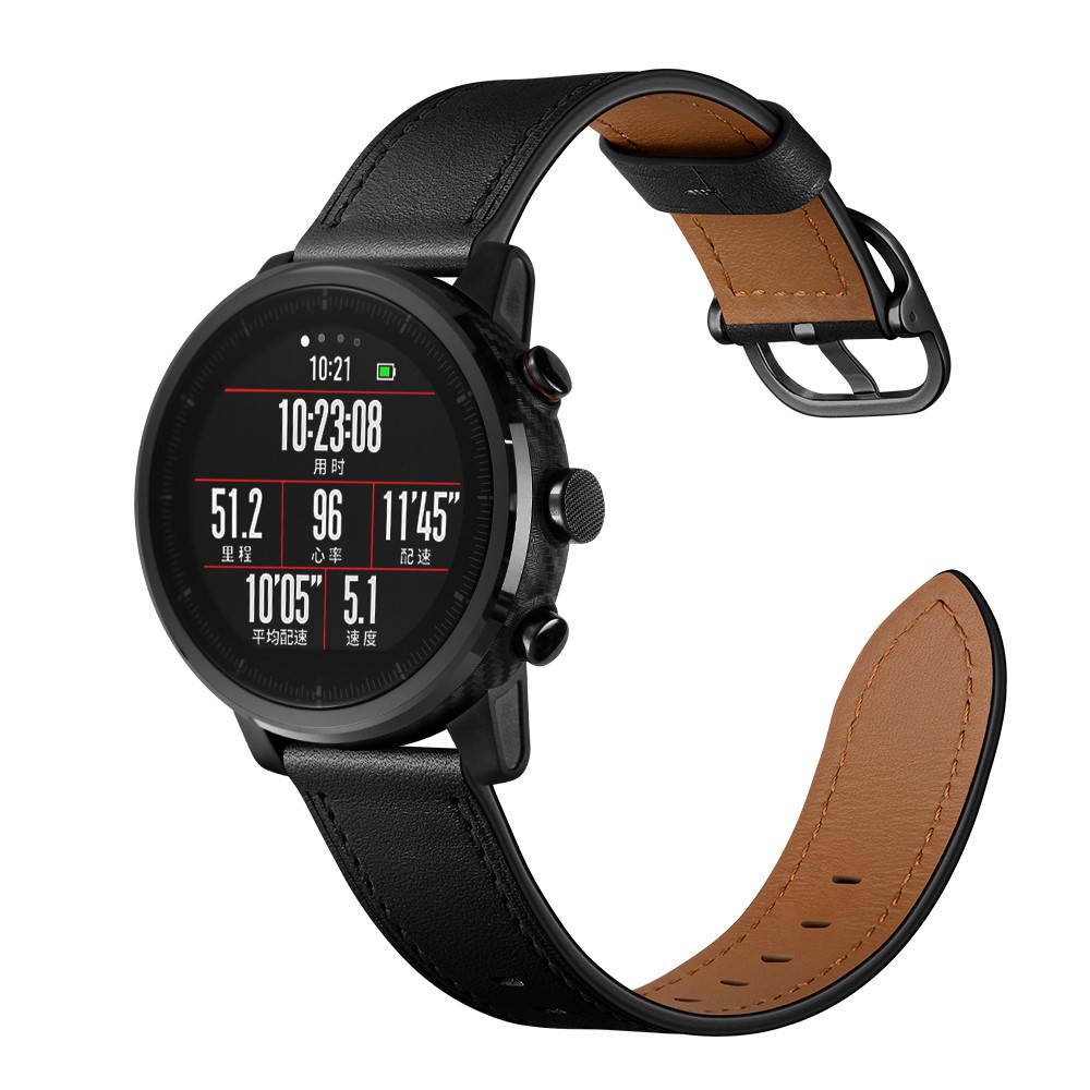 Cowhide Leather Watch Band (DS Style) for Huami Amazfit 1/2S - Black-4