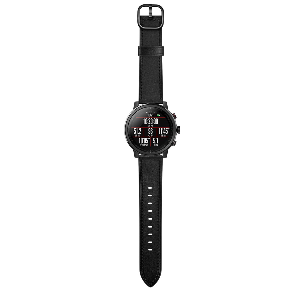 Cowhide Leather Watch Band (DS Style) for Huami Amazfit 1/2S - Black-5