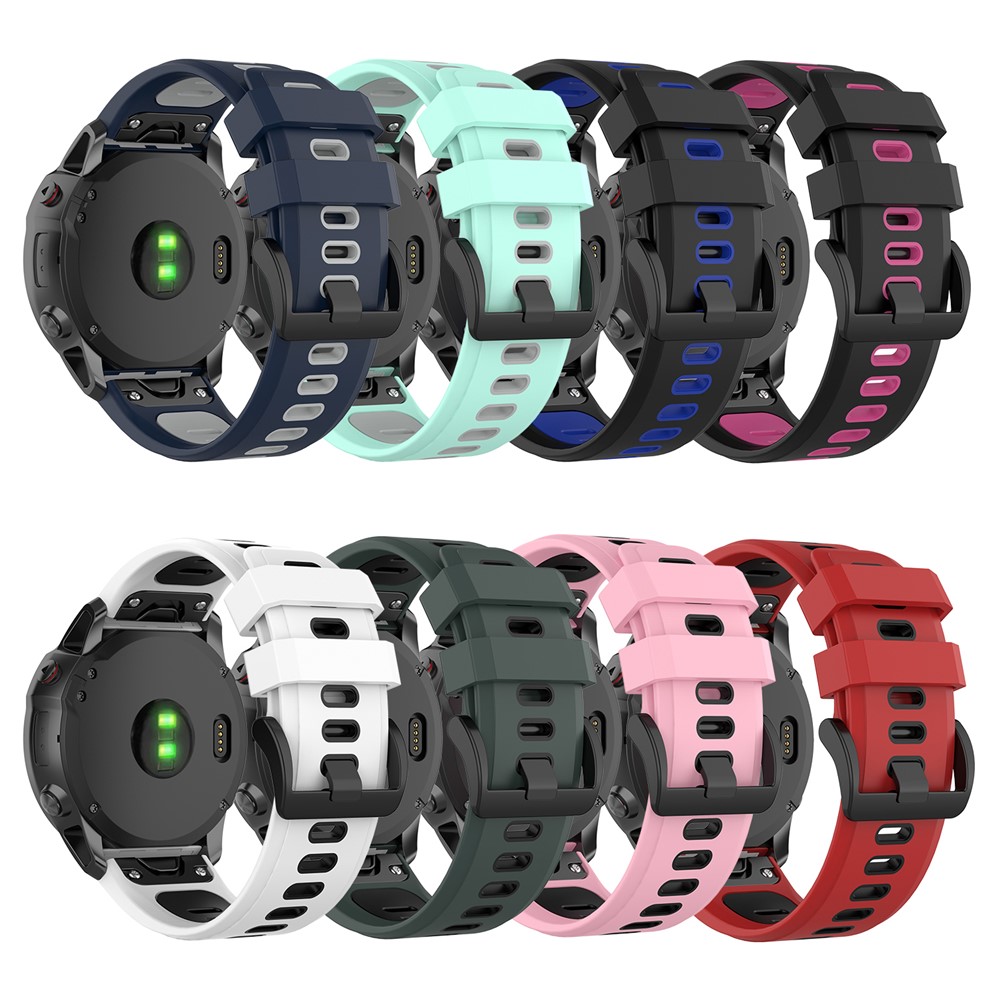 Bi-color Silicone Smart Watch Strap for Garmin Fenix 6X/Fenix 5X - Black/Blue-11