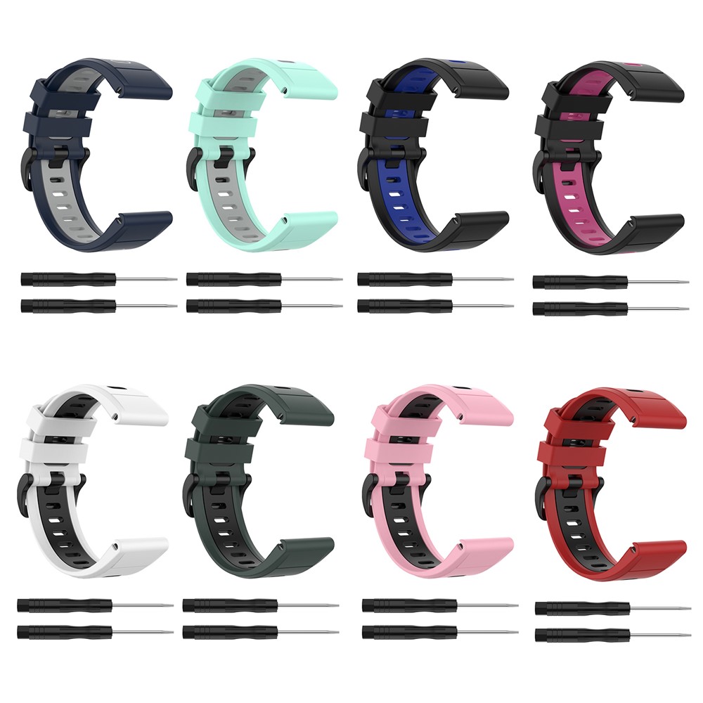 Bi-color Silicone Smart Watch Strap for Garmin Fenix 6X/Fenix 5X - Black/Blue-13