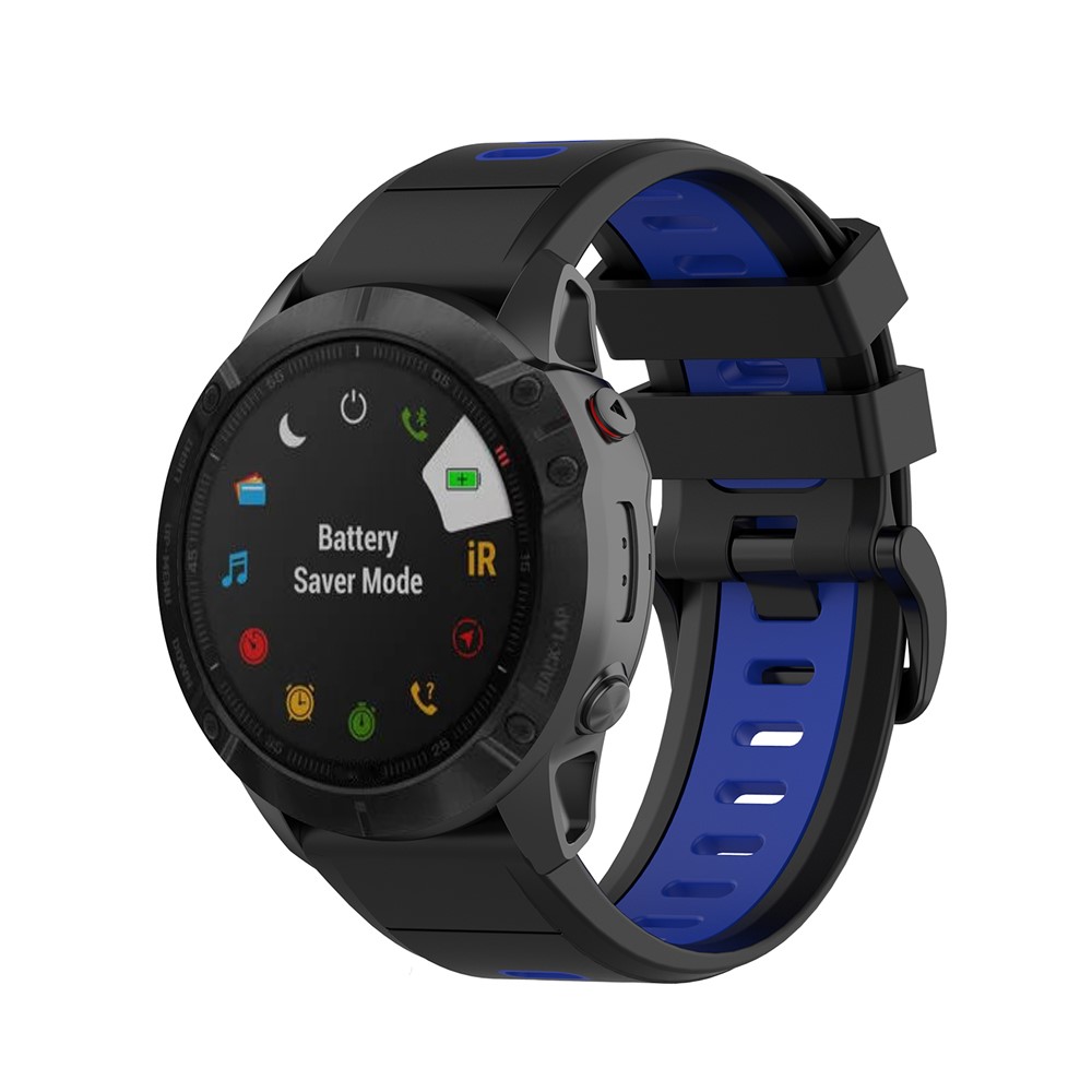 Bi-color Silicone Smart Watch Strap for Garmin Fenix 6X/Fenix 5X - Black/Blue-6